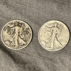 Lot 2  Walking Liberty Half Dollar 50C 90% Silver Philly KM#142 1933 1943 — photo 1