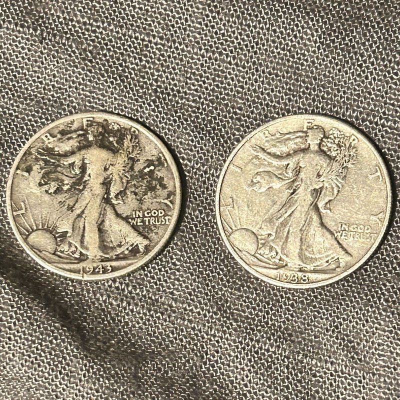 Lot 2  Walking Liberty Half Dollar 50C 90% Silver Philly KM#142 1933 1943