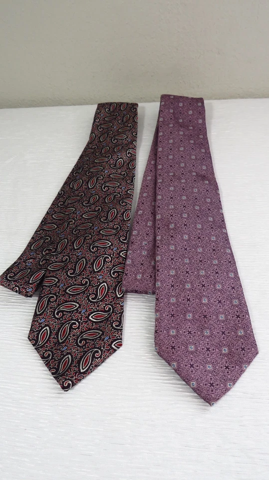 Daniel Cremieux Colección Archivo Italia Paquete De Dos Corbatas De Seda 3 Pliegues ¡Como Nuevo! Foto 3 de 4