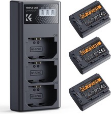 K&F Concept NP-FZ100 Battery Charger Set 3x 2280mAh Batteries & 3-Slot Charger