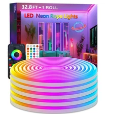 32 8 Ft RGB Rope Lights Flexible LED Neon Light Control With App Remote Multiple