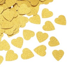 250Pcs Heart Confetti Glitter Confetti Table Decor,1.18x1.18Inch,Gold