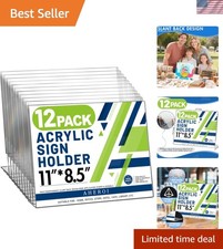 12Pcs Acrylic Sign Holder 8.5 x 11, Horizontal Clear Sign Holders 8.5 x 11, L...