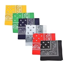Unibasic Paisley 100% Cotton Bandana, head wrap, handkerchief - 18 Pack