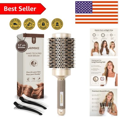 Luxury Nano Ceramic Round Hair Brush - 2.1 Inch Barrel, Ionic & Boar Bristles