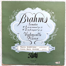 Brahms / Maurice Maréchal, J-M Darré / Sonatas for Cello & Piano French PATHE LP
