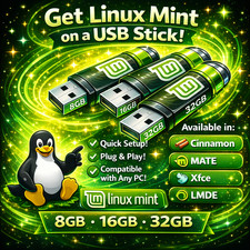 Linux Mint 22.3 USB Drive Cinnamon MATE XFCE Flash Drive Bootable Installer