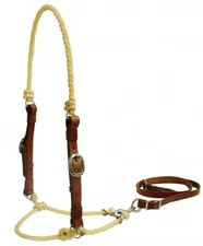 Showman Lariat Rope Noseband Tie Down w/ Leather Cheeks