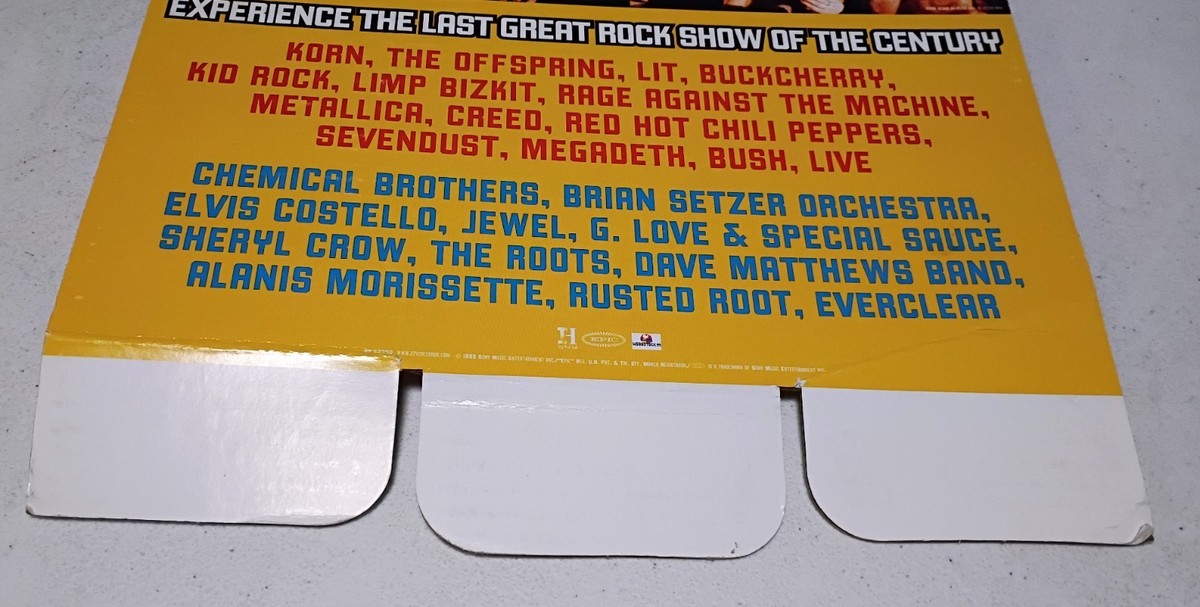 Woodstock '99 Cardboard Promo Poster Limp Bizkit Korn Metallica