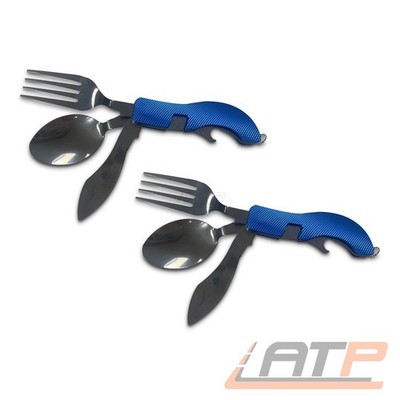 2x ENVA KLAPPBARES CAMPINGBESTECK 4-IN-1 OUTDOOR BESTECK EDELSTAHL REISEBESTECK