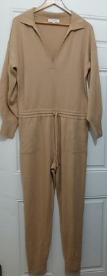 Intermix Beckett Callar Womens Large Cashmere Wool Winter Tan Jumpsuit Romper 