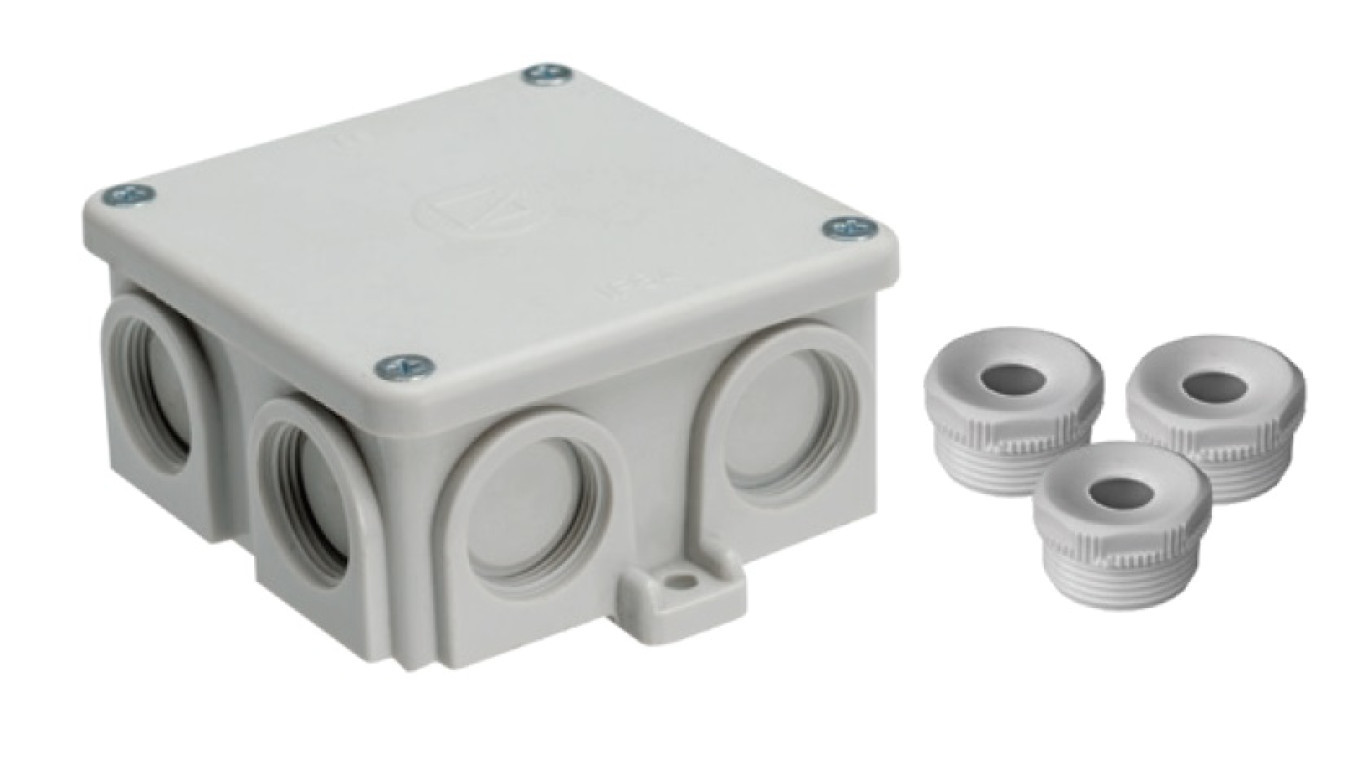Surface-mounted box, bakelite material, RAL7035 color, IP54, 500V, 7 outp /T2UK