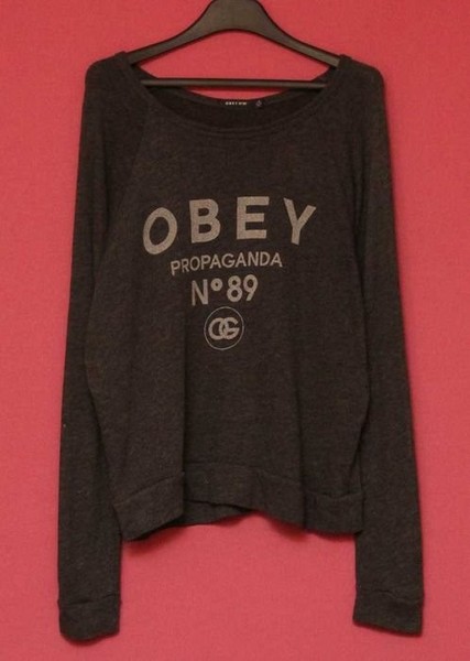 Women Obey Propaganda Sweater Grey Cotton 40