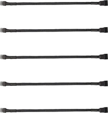 5 Pack 4 Pin PWM Fan Splitter Cable Sleeved Braided Power Extension for Computer