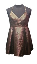 Forever 21 Metallic Gold Sparkle Flared Mini Dress Size L