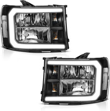 LED DRL Headlight Assembly Compatible with 2007 2013 GMC Sierra 1500/2007 2014 G