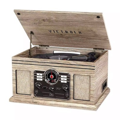 Victrola Quincy 6-in-1 Nostalgic Record Player - Farmhouse Oatmeal