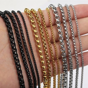 Authentic 2/3/4/5MM Round Box Link Chain Necklace Gold Plated Choker 16-36" For Men Boy