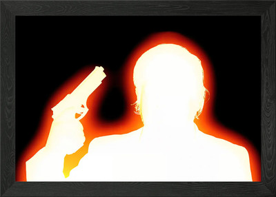 Zombie Glow Man Gun Versuch Gerahmtes Wandbild Poster Leinwanddruck Bild