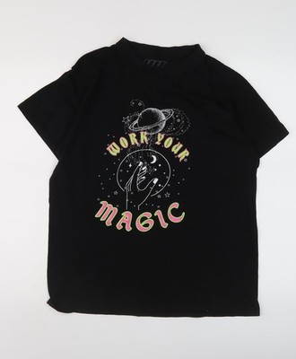 Urbanmiss Herren T-Shirt schwarz Space Graphic, Gr. S