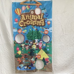Animal Crossings Game Banner Party Bean Bag Toss Kids Birthday Activity Merch