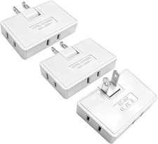 3 Pack Rotating Plug Adapter 2 Prong Flat Outlet Splitter Plug Extender 180