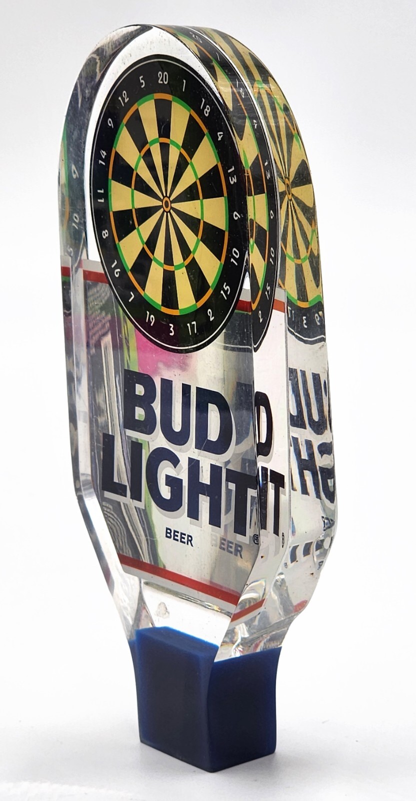 Bud Light Budweiser Beer Acrylic Lucite Dart Board Tap Handle Darts Clear 6.5 in