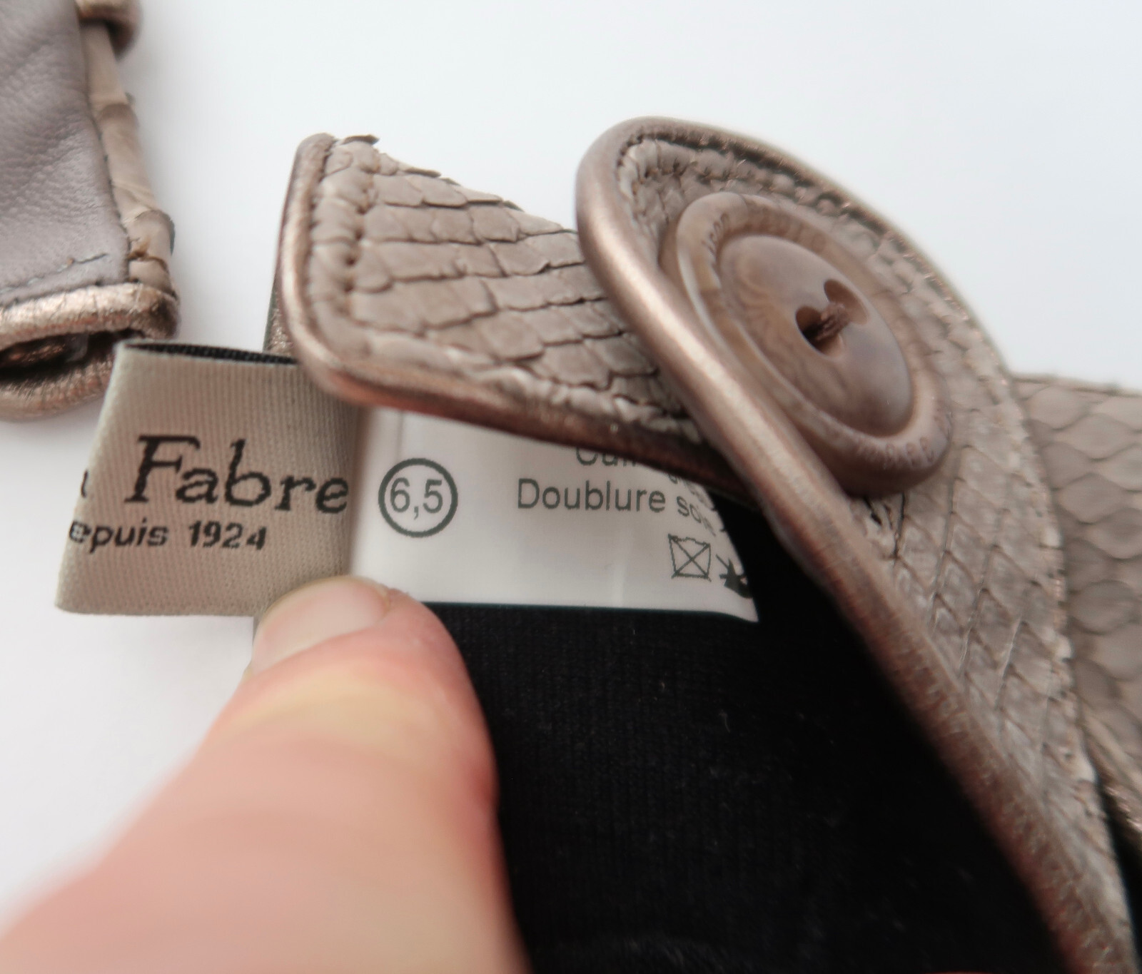 MAISON FABRE Python & lambskin leather gloves sz … - image 6