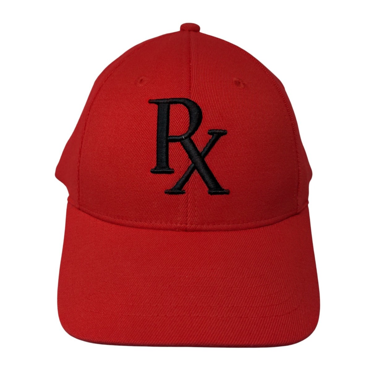Rx Fitted Hat Red Large/XL Nu-Fit Embroidered Solid 6 Panel KC