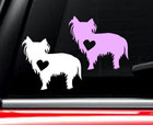 Yorkshire Terrier Dog with heart car decal