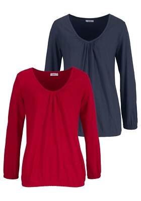 FLASHLIGHTS Langarmshirt (2er-Pack) figurbetonter Schnitt Damen - Gr. 40/42