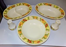1965 Vintage Metlox Vernon Ware DELLA ROBBIA 3Pc Hostess Serving Bowls, S&P