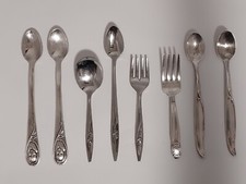 Lot of 8 Vintage Silver-plate/Stainless Baby Spoons and Forks