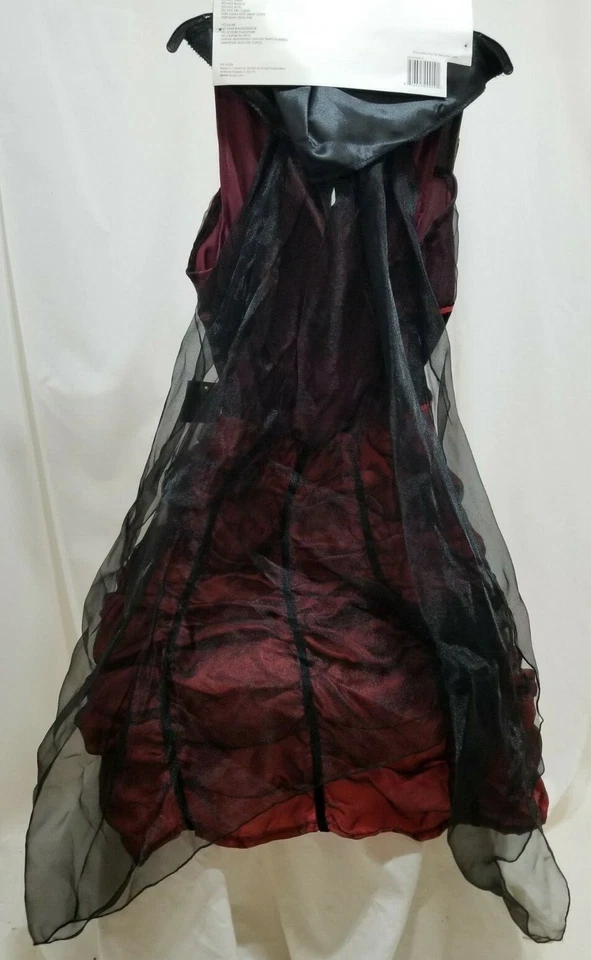 TOTALLY GHOUL MUJER CARMESÍ VAMPIRO VESTIDO SEXY CAPA DISFRAZ ROJO NEGRO PEQUEÑO Foto 4 de 4