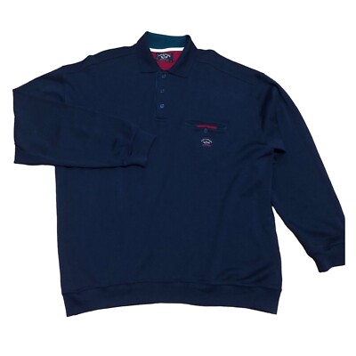 Paul & Shark Yachting Mens Sweater Collared Navy Blue 100% Wool Pullover