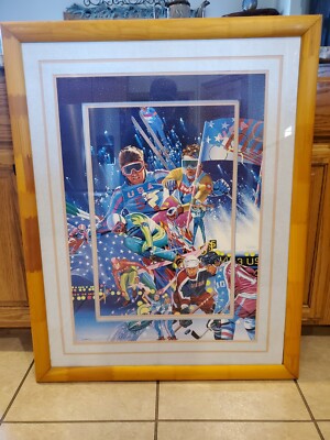 HIRO YAMAGATA winter Olympics FRAMED '87 dbl matted by Carol Lawerence Galleries