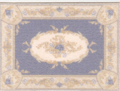Dollhouse Miniature Blue Oriental Small Accent Rug 2 3/8'' x 1 3/4'' RG435