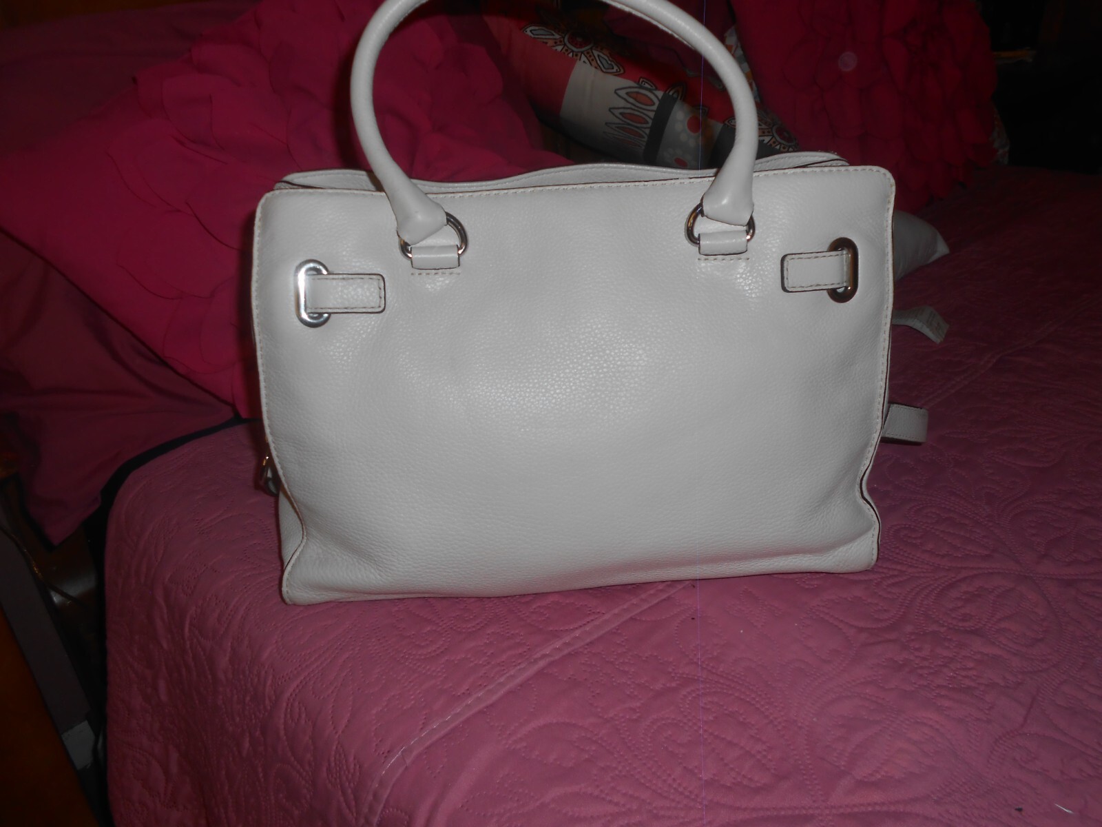 Large Michael Kors Leather Tote white pebbled lea… - image 4