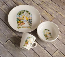 HOMER LAUGHLIN CO Childrens Dish Set HLC Best China Little Girl Fruit-3 Pieces