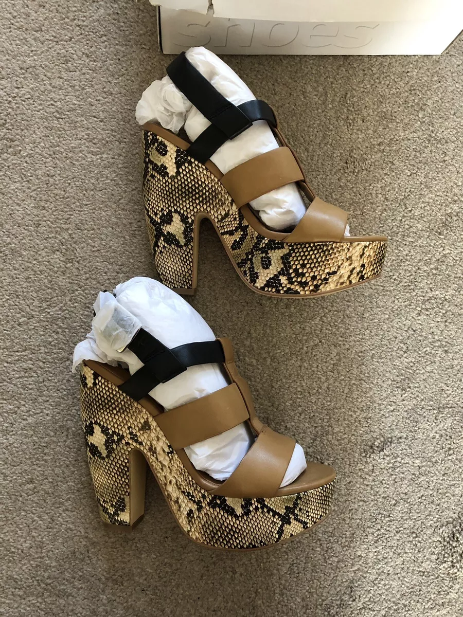 BNIB Topshop Platform Flatform Stone And Black Snake Print Shoes Size 5