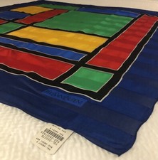 Yves Saint Laurent Large 33  Square Blue Red Green Yellow Silk YSL Scarf NWD