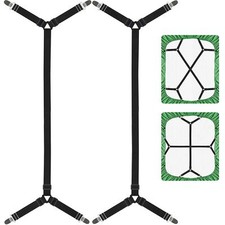 Adjustable Bed Sheet Holder Straps Sheet Stays Keepers w/ Elastic Bands  Clips