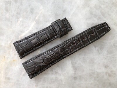 21mm/18mm Gray Alligator Crocodile Embossed Leather Watch Strap Band