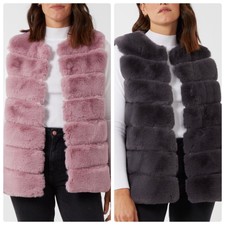 New Ladies Womens Pelted Fur Gilet Waistcoat 3 Colours Bnwt
