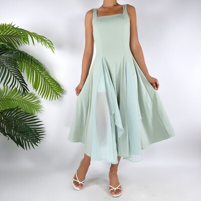knee length dresses for ladies Women's midi pleated dress pastel floral print main image 0