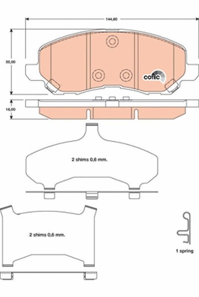 TRW GDB4142 Bremsbelagsatz, Scheibenbremse FüR Chrysler Dodge Jeep Mitsubishi-image