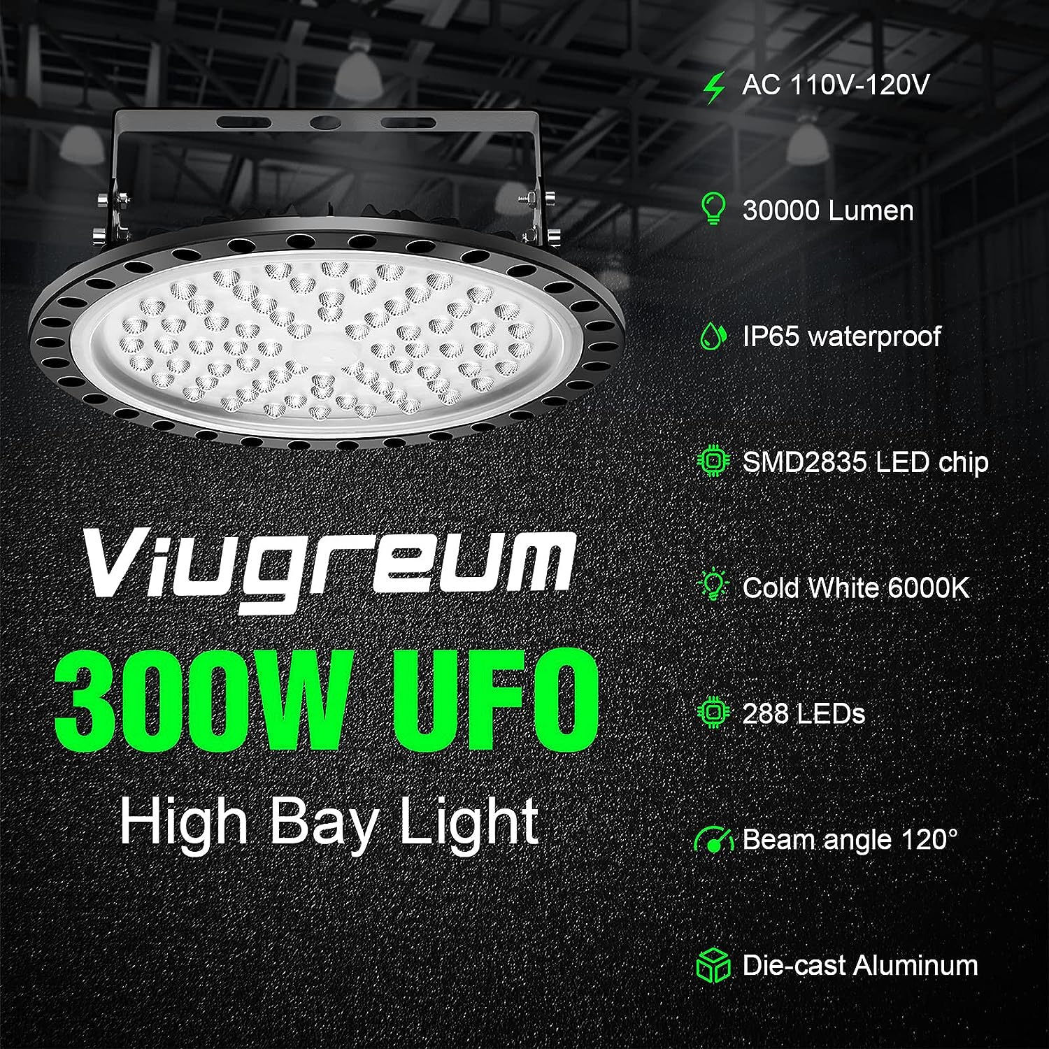 10 Pack 300W UFO LED High Bay Light Shop Industrial Commercial Factory Warehouse