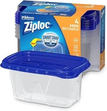 Ziploc Container, Medium Rectangle, 1.5 Cups, 4 Count (Pack of 1)