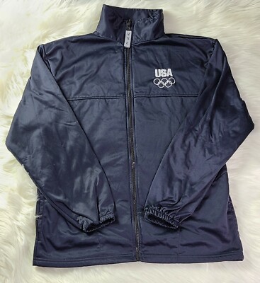 United States Olympic Committee Team USA Size Large Full Zip Up Black Jacket 