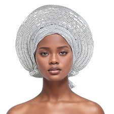 African Glitter Hijab Auto Gele Headtie Nigerian Turban Caps Women Hat Auto Gele